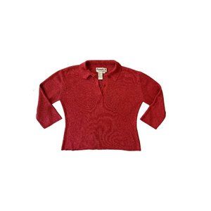 Joseph A. Vintage 90s Metallic Red Silk Polo/Sweater